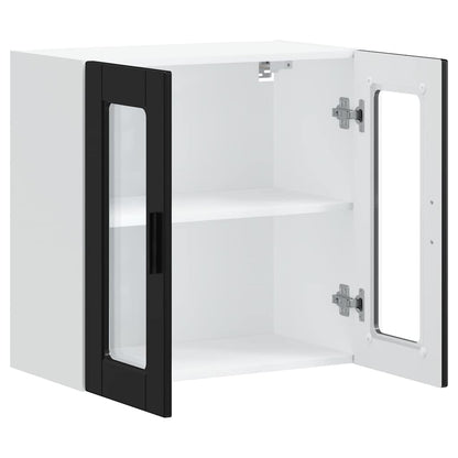Kitchen Wall Cabinet with Glass Door Porto Black