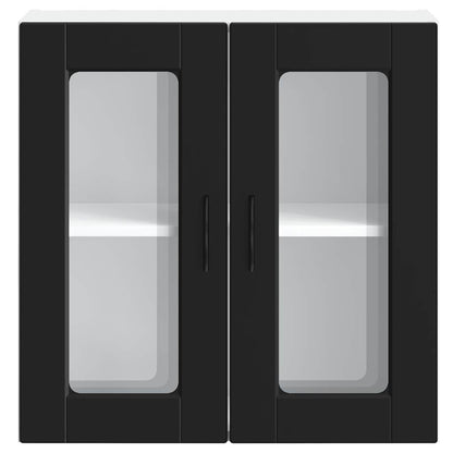 Kitchen Wall Cabinet with Glass Door Porto Black