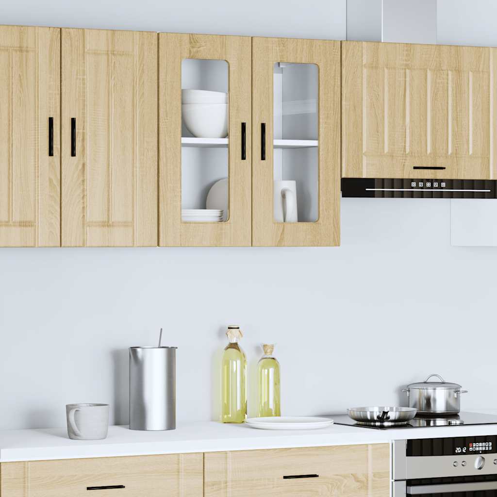 Kitchen Wall Cabinet with Glass Door Porto Sonoma Oak