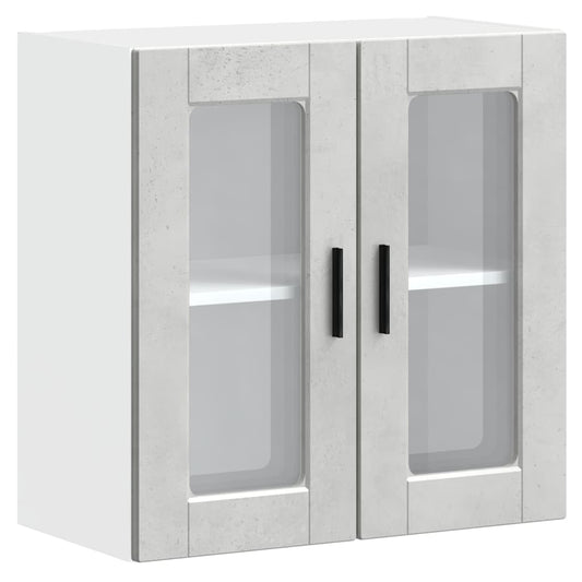 Kitchen Wall Cabinet with Glass Door Porto Concrete Grey