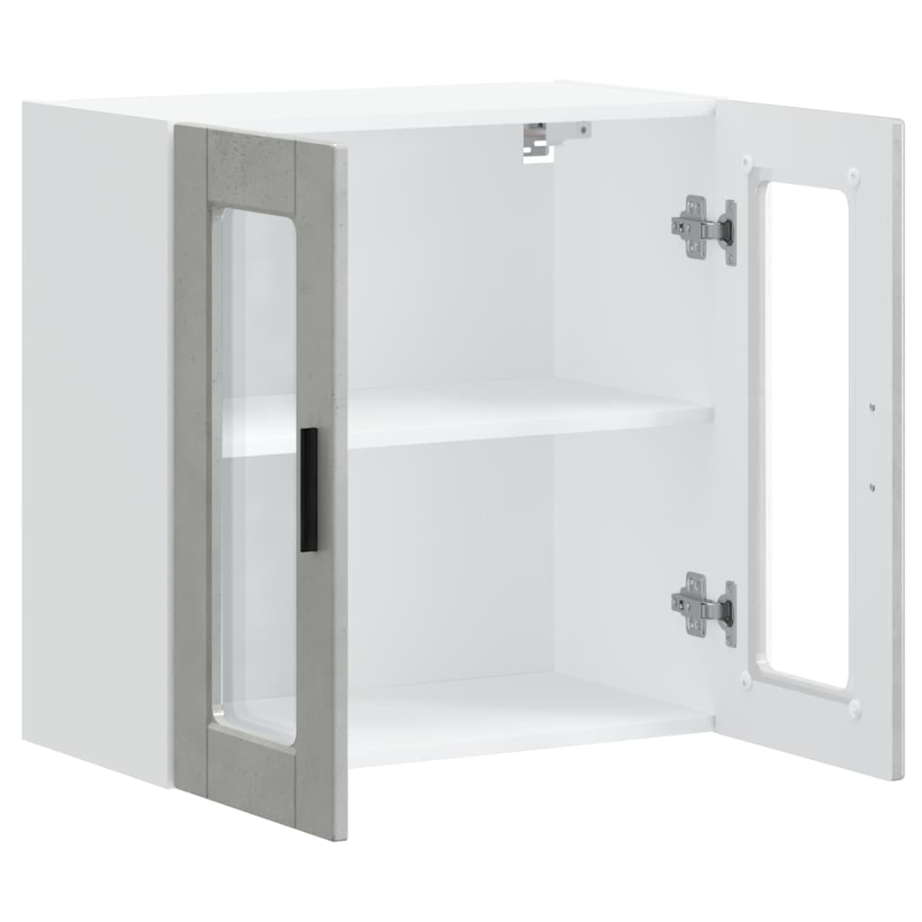 Kitchen Wall Cabinet with Glass Door Porto Concrete Grey
