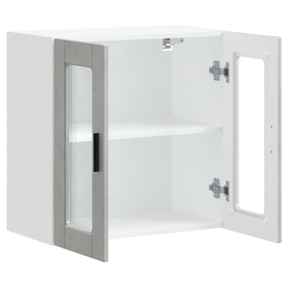 Kitchen Wall Cabinet with Glass Door Porto Concrete Grey