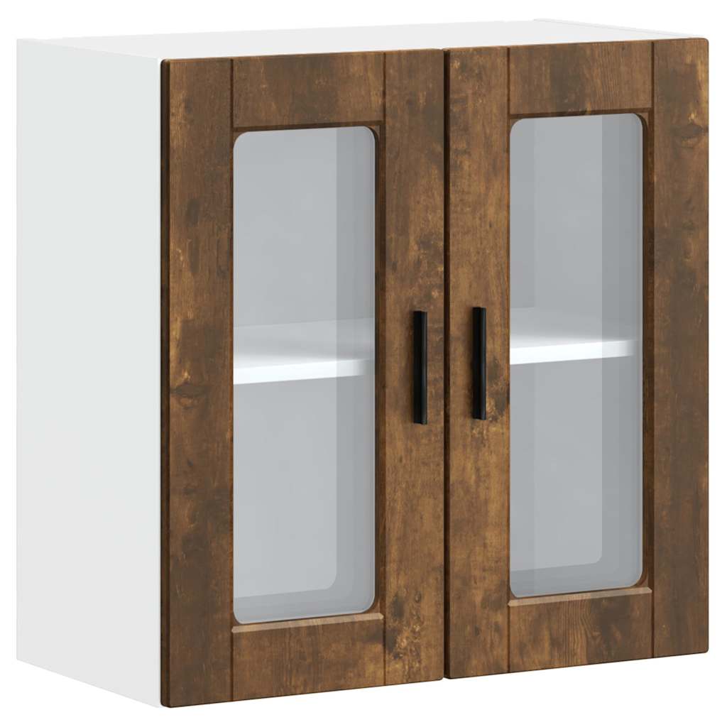 Kitchen Wall Cabinet with Glass Door Porto Smoked Oak