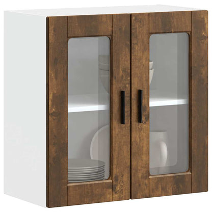 Kitchen Wall Cabinet with Glass Door Porto Smoked Oak