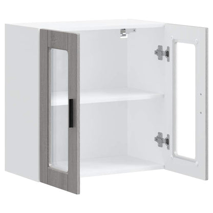 Kitchen Wall Cabinet with Glass Door Porto Grey Sonoma