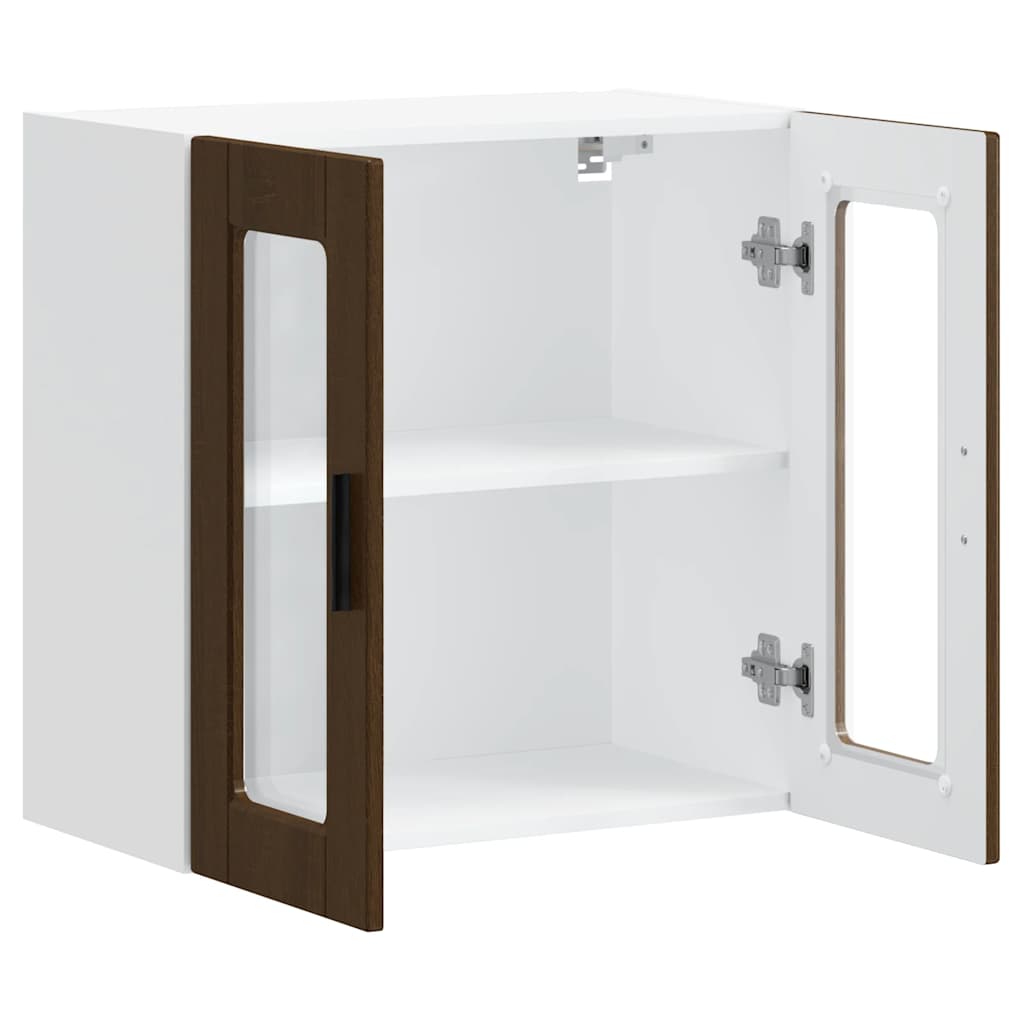 Kitchen Wall Cabinet with Glass Door Porto Brown Oak