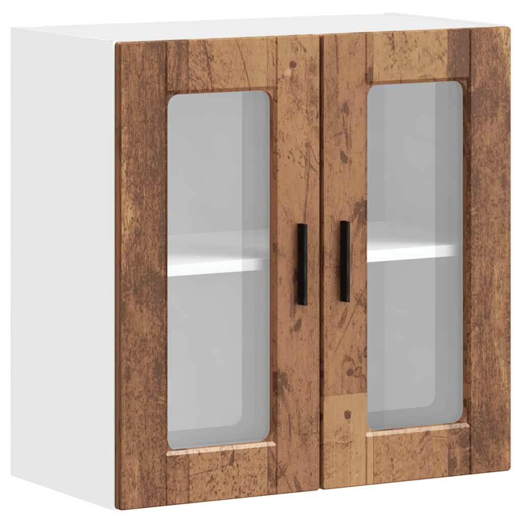 Kitchen Wall Cabinet with Glass Door Porto Old Wood