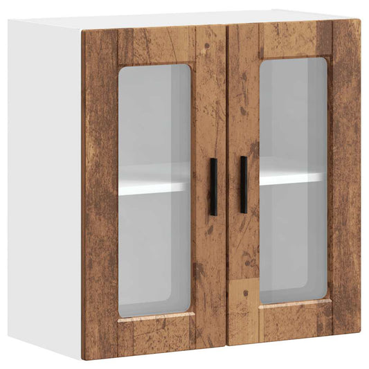 Kitchen Wall Cabinet with Glass Door Porto Old Wood