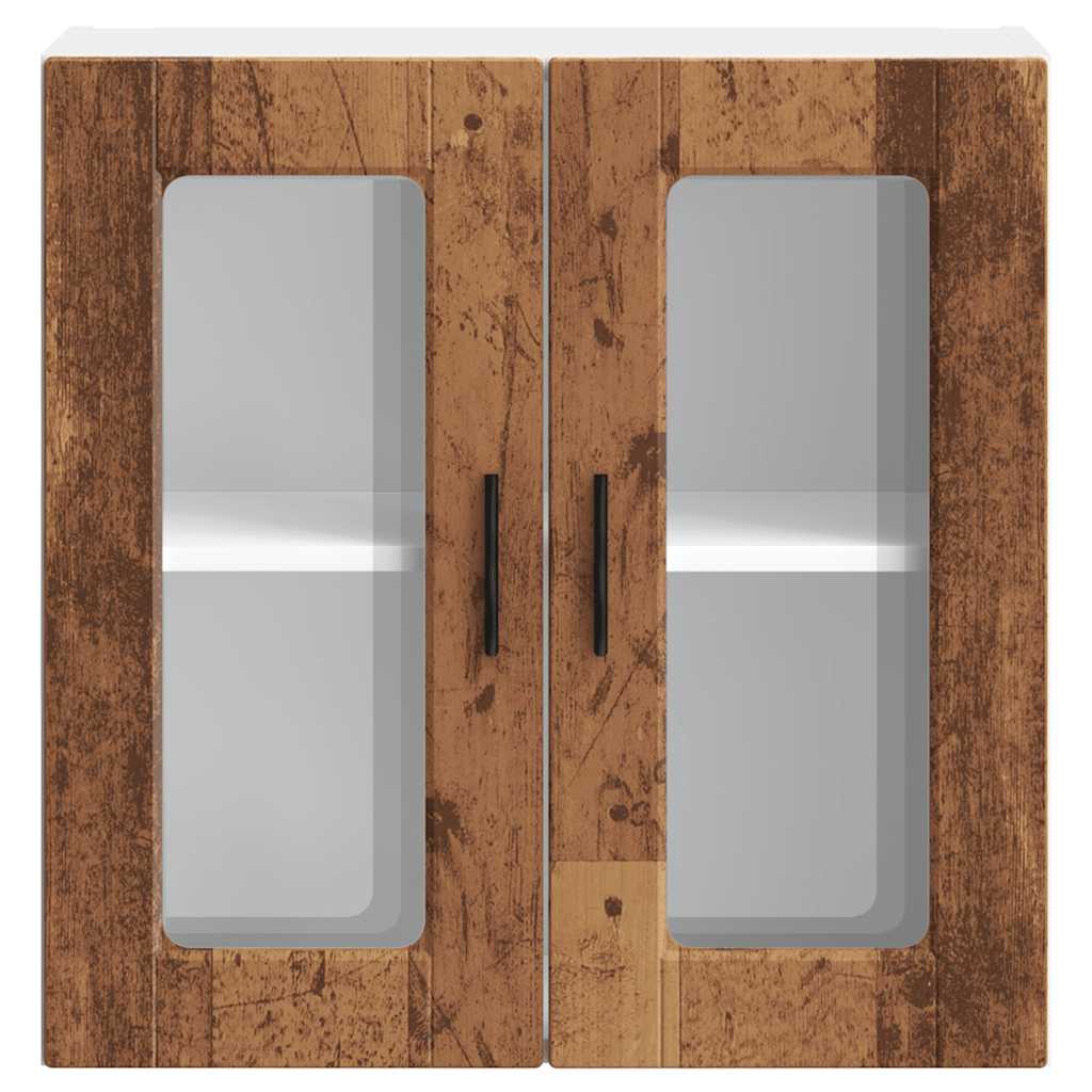 Kitchen Wall Cabinet with Glass Door Porto Old Wood