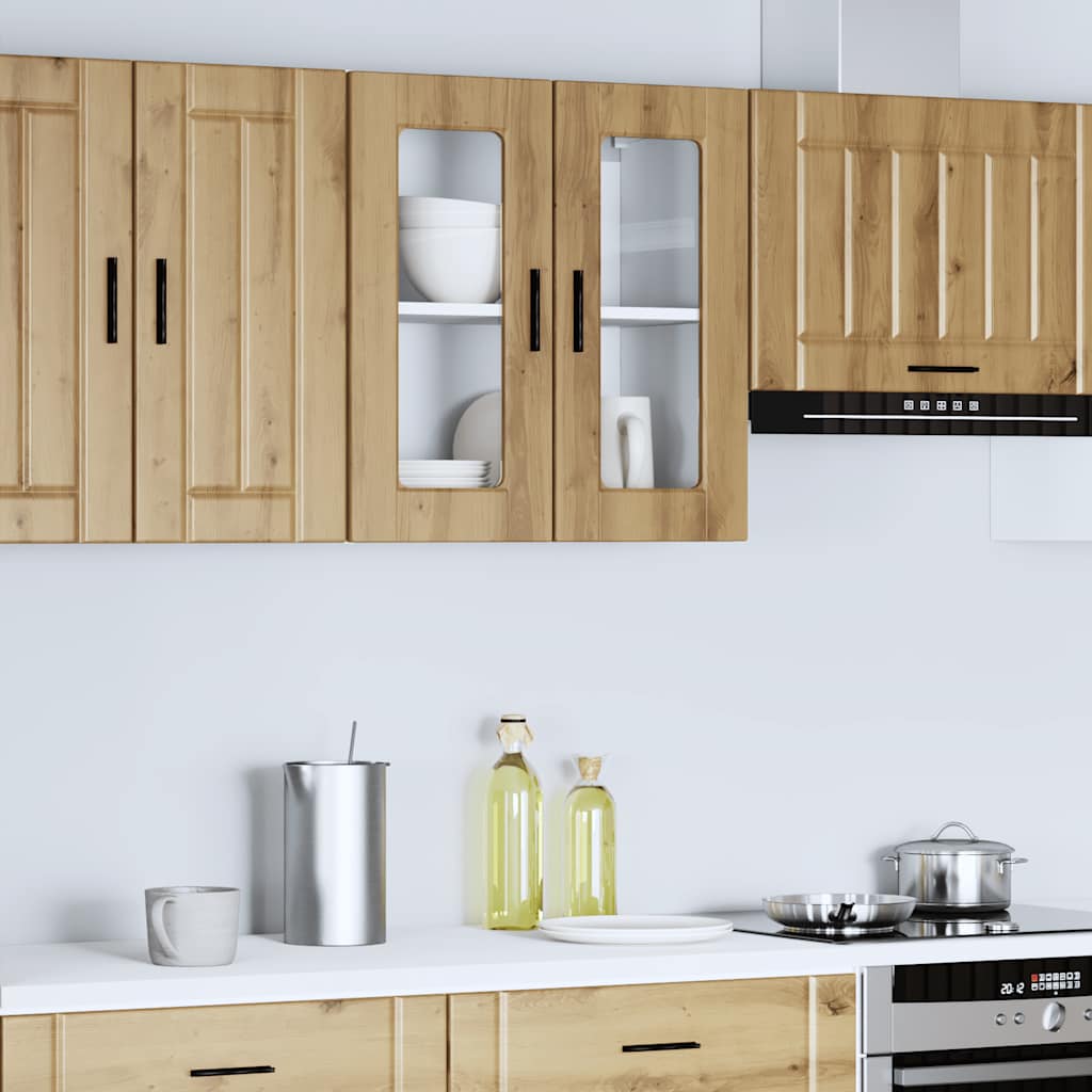 Kitchen Wall Cabinet with Glass Door Porto Artisan Oak