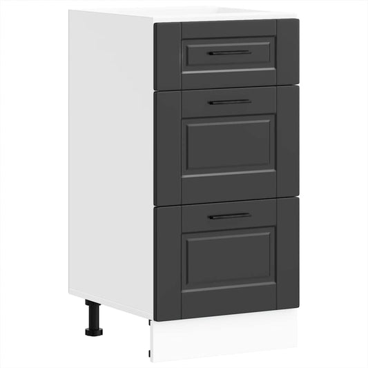Kitchen Base Cabinet "Porto" Black Engineered Wood