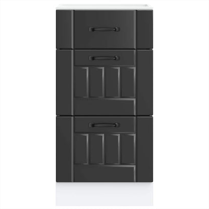 Kitchen Base Cabinet "Lucca" Black Engineered Wood