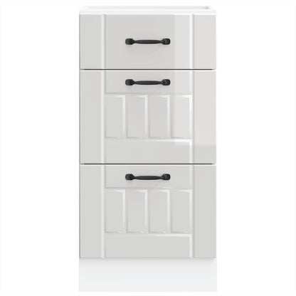 Kitchen Base Cabinet "Lucca" High Gloss White Engineered Wood