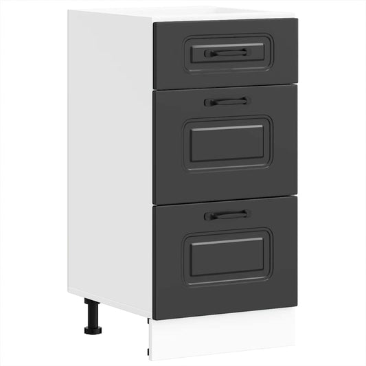 Kitchen Base Cabinet "Kalmar" Black Engineered Wood