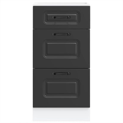 Kitchen Base Cabinet "Kalmar" Black Engineered Wood