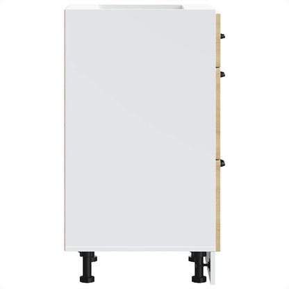 Kitchen Base Cabinet "Kalmar" High Gloss White Engineered Wood