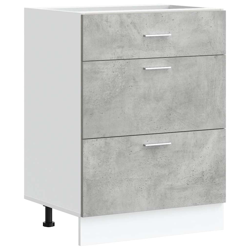Kitchen Base Cabinet "Lyon" Concrete Grey Engineered Wood