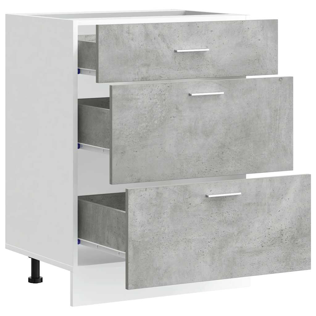 Kitchen Base Cabinet "Lyon" Concrete Grey Engineered Wood