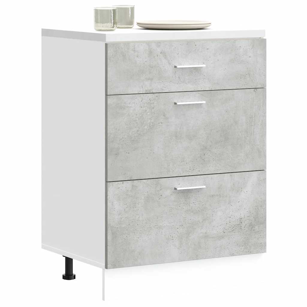 Kitchen Base Cabinet "Lyon" Concrete Grey Engineered Wood