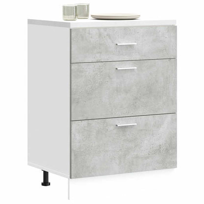 Kitchen Base Cabinet "Lyon" Concrete Grey Engineered Wood