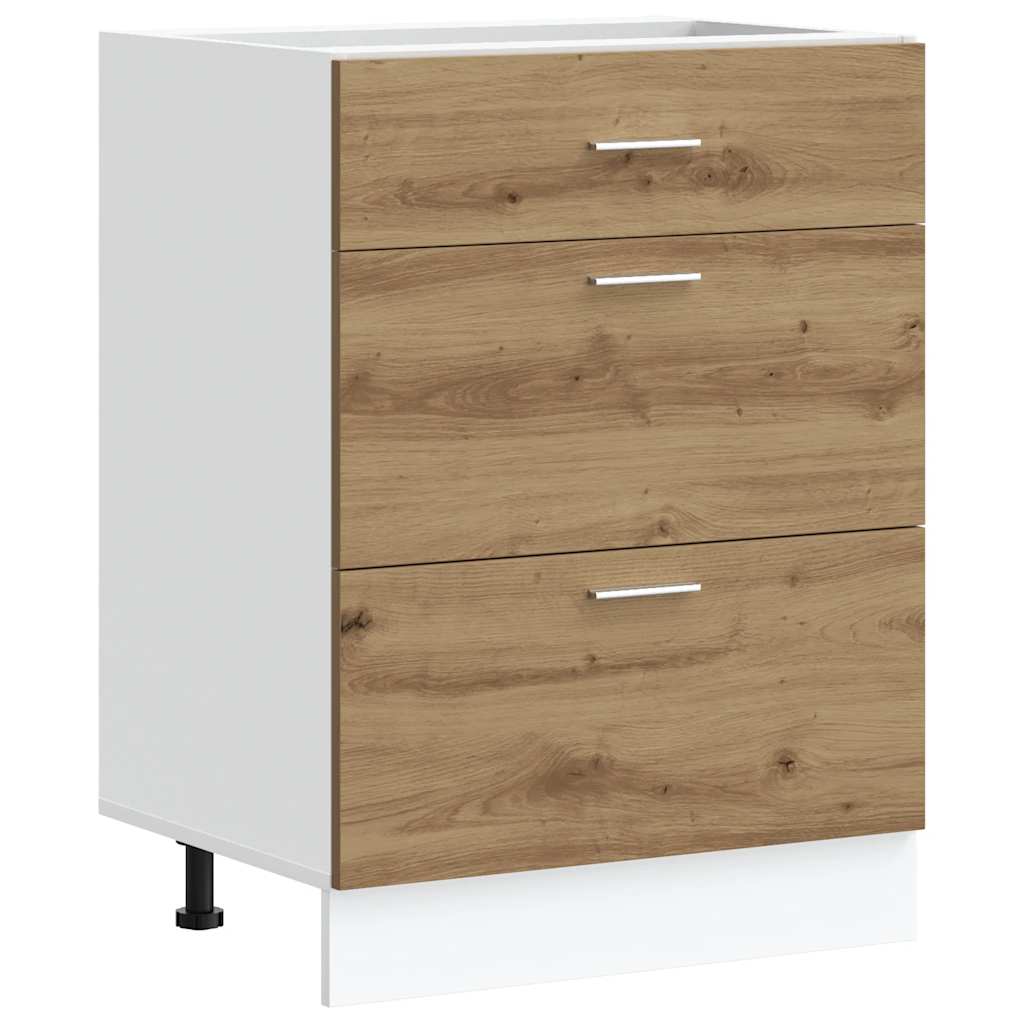 Kitchen Base Cabinet "Lyon" Artisan Oak Engineered Wood