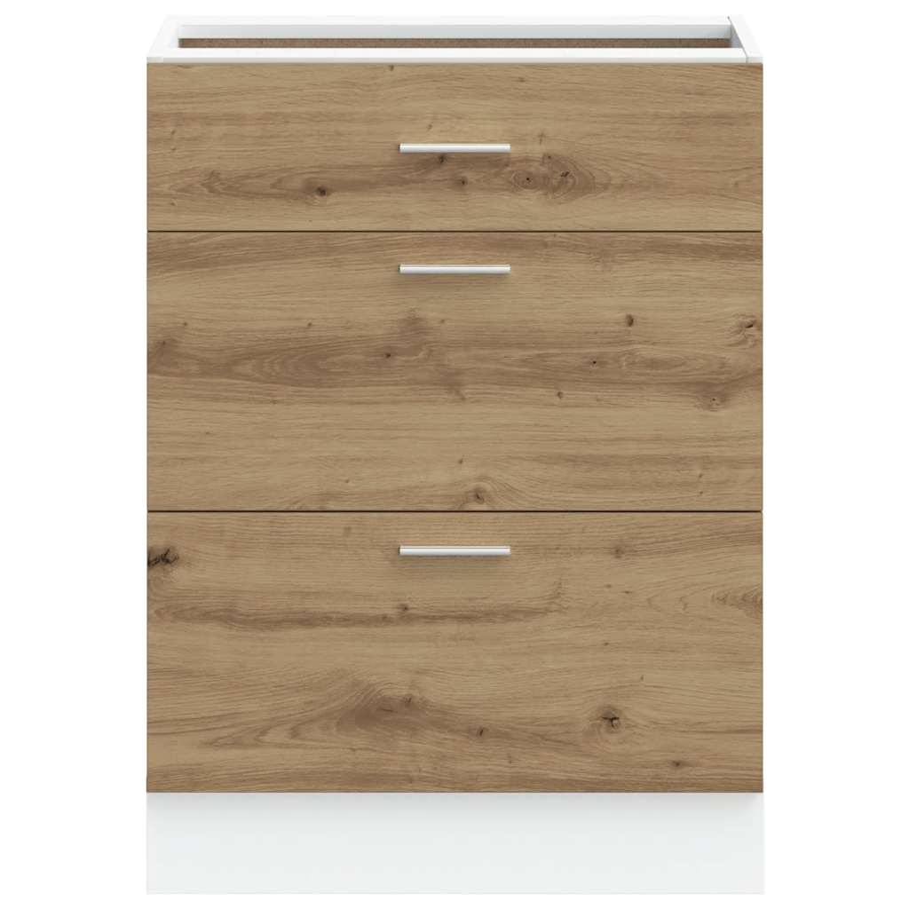 Kitchen Base Cabinet "Lyon" Artisan Oak Engineered Wood