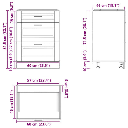 Kitchen Base Cabinet "Porto" High Gloss White Engineered Wood