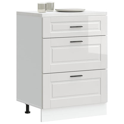 Kitchen Base Cabinet "Porto" High Gloss White Engineered Wood