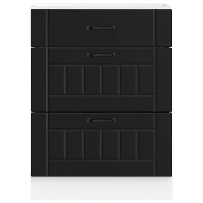 Kitchen Base Cabinet "Lucca" Black Engineered Wood