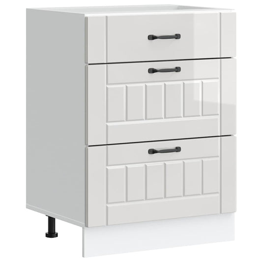 Kitchen Base Cabinet "Lucca" High Gloss White Engineered Wood