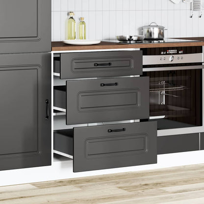 Kitchen Base Cabinet "Kalmar" Black Engineered Wood