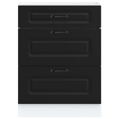 Kitchen Base Cabinet "Kalmar" Black Engineered Wood