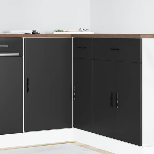Kitchen Base Cabinet Lyon Black Engineered Wood