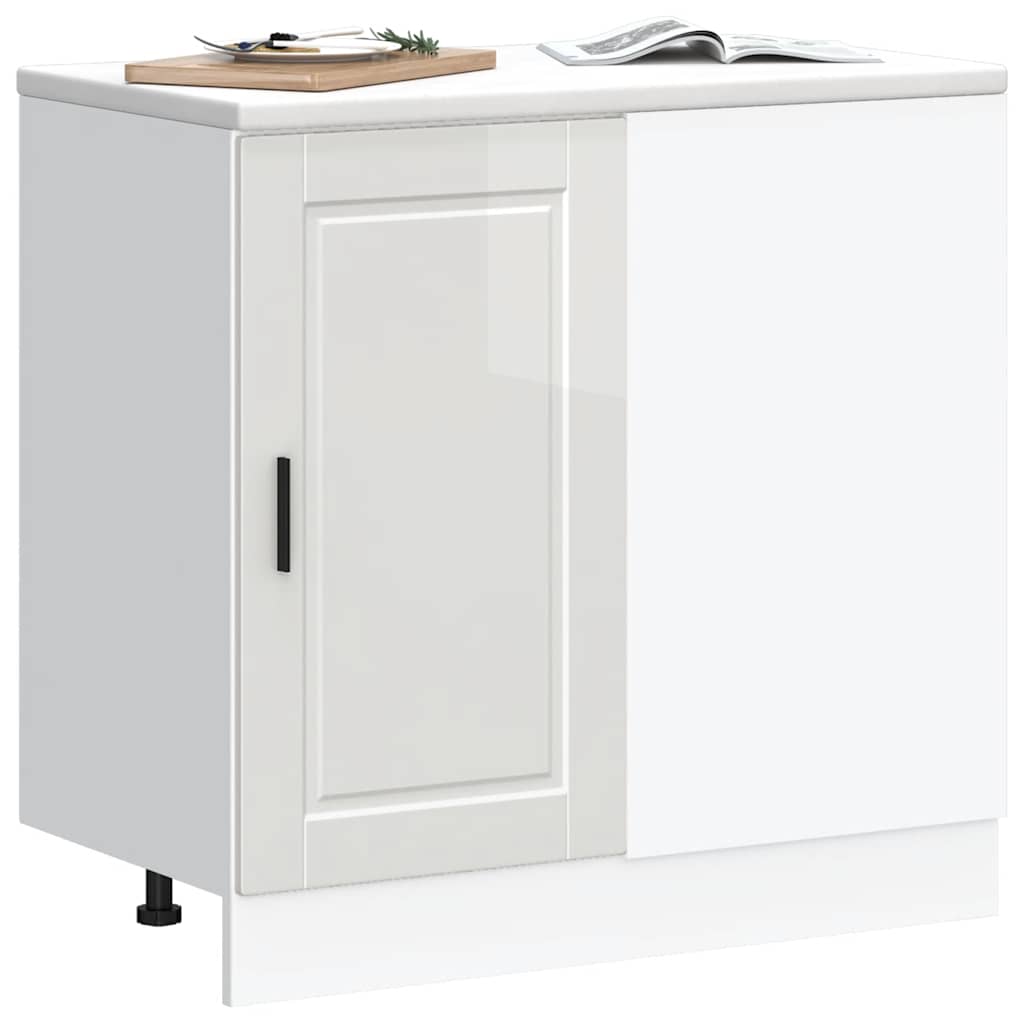 Kitchen Base Cabinet "Porto" High Gloss White Engineered Wood
