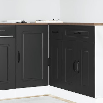 Kitchen Base Cabinet "Kalmar" Black Engineered Wood