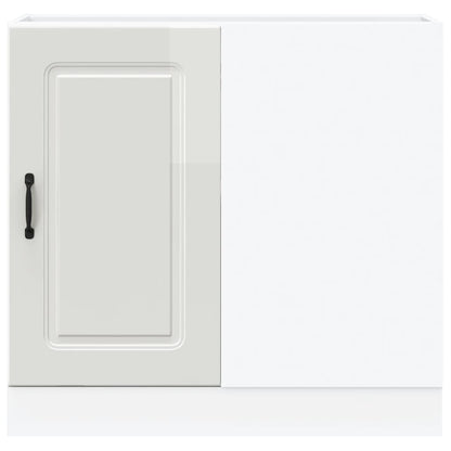 Kitchen Base Cabinet "Kalmar" High Gloss White Engineered Wood