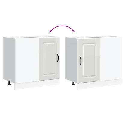 Kitchen Base Cabinet "Kalmar" High Gloss White Engineered Wood