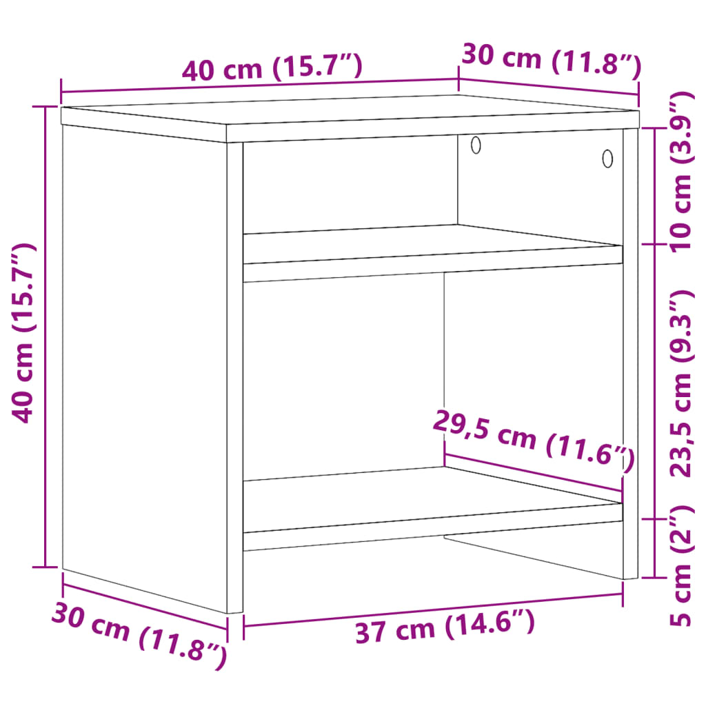 Bedside Cabinet Old Wood 40x30x40 cm Engineered Wood
