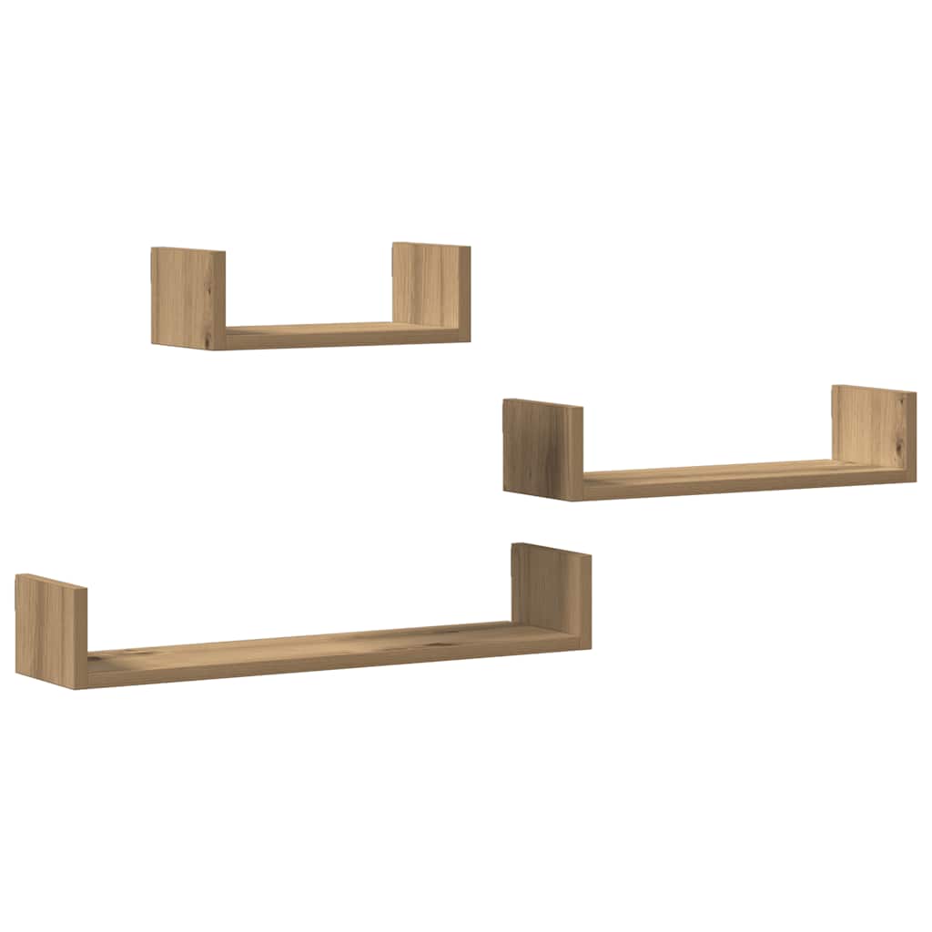 Wall Shelves 3 pcs Artisan Oak Engineered Wood