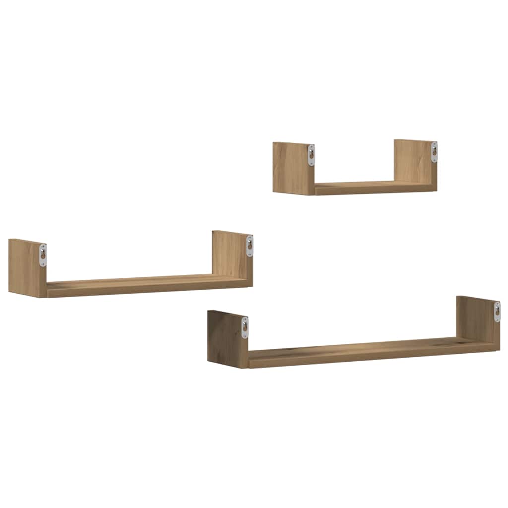Wall Shelves 3 pcs Artisan Oak Engineered Wood
