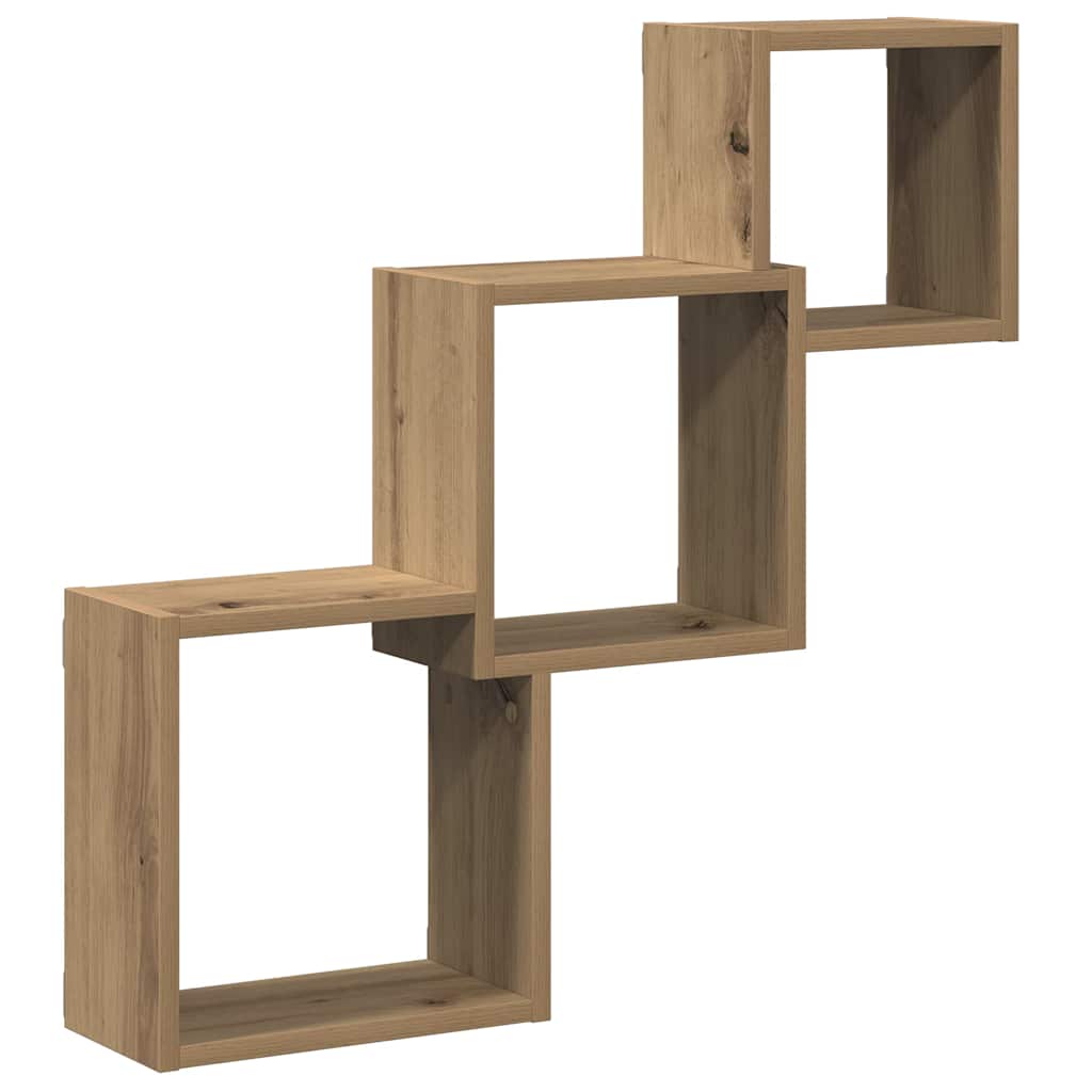 Wall Cube Shelves Artisan Oak 68x15x68 cm Engineered Wood