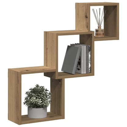 Wall Cube Shelves Artisan Oak 68x15x68 cm Engineered Wood