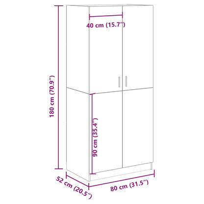 Wardrobe Old Wood 80x52x180 cm Engineered Wood