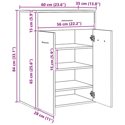Shoe Cabinet Artisan Oak 60x35x84 cm Engineered Wood