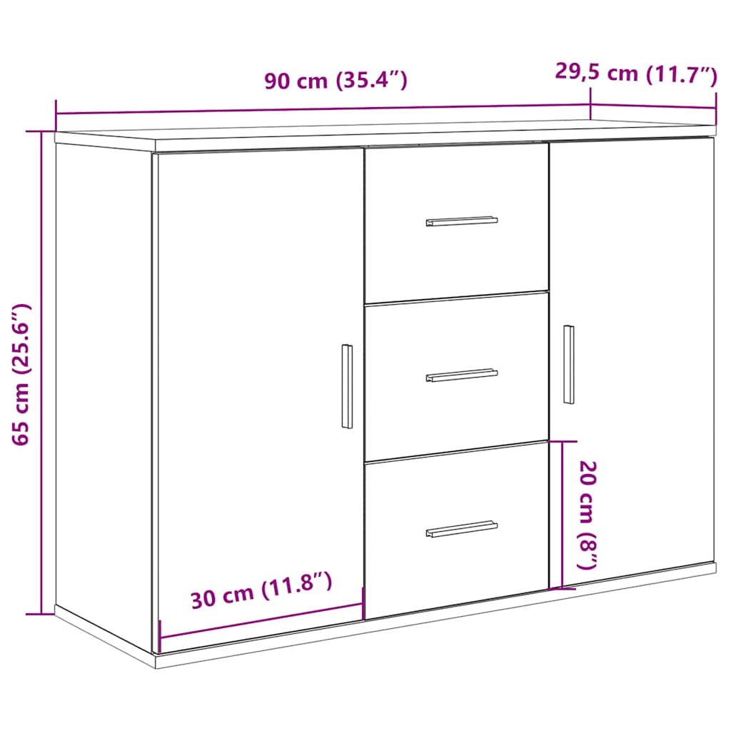 Sideboard Old Wood 90x29.5x65 cm Engineered Wood