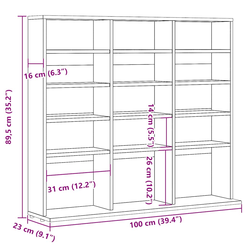CD Cabinet Old Wood 100x23x89,5 cm Engineered Wood