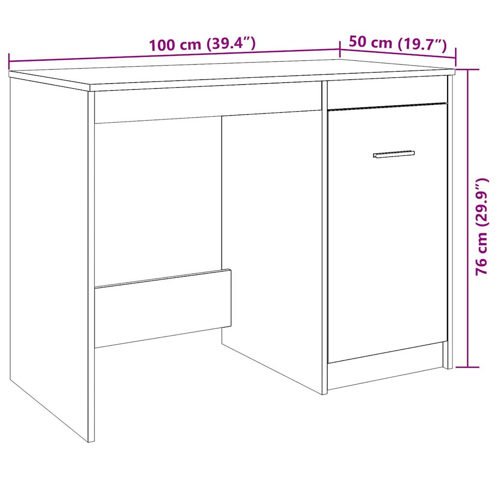 Desk Old Wood 100x50x76 cm Engineered Wood