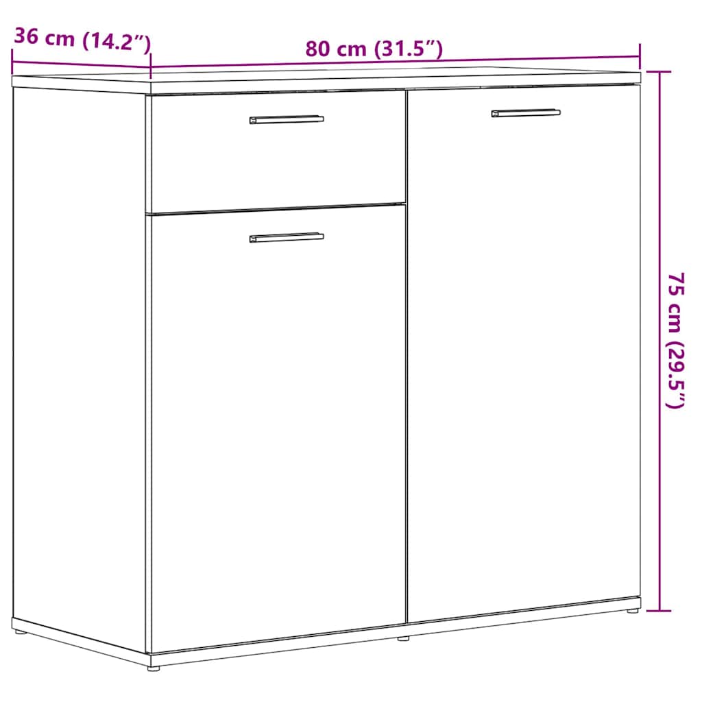 Sideboard Old Wood 80x36x75 cm Engineered Wood