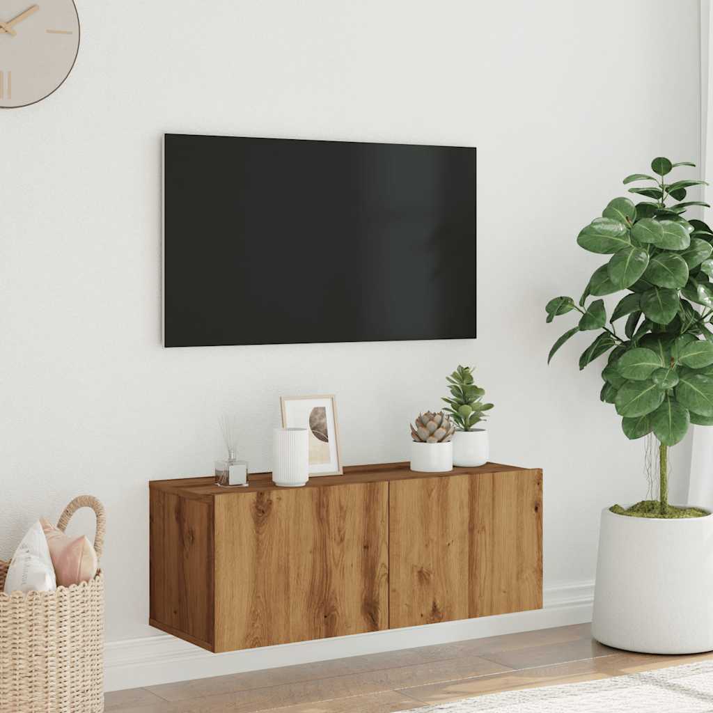 Wall Mounted TV Cabinet Artisan Oak 80x30x30 cm Engineered Wood