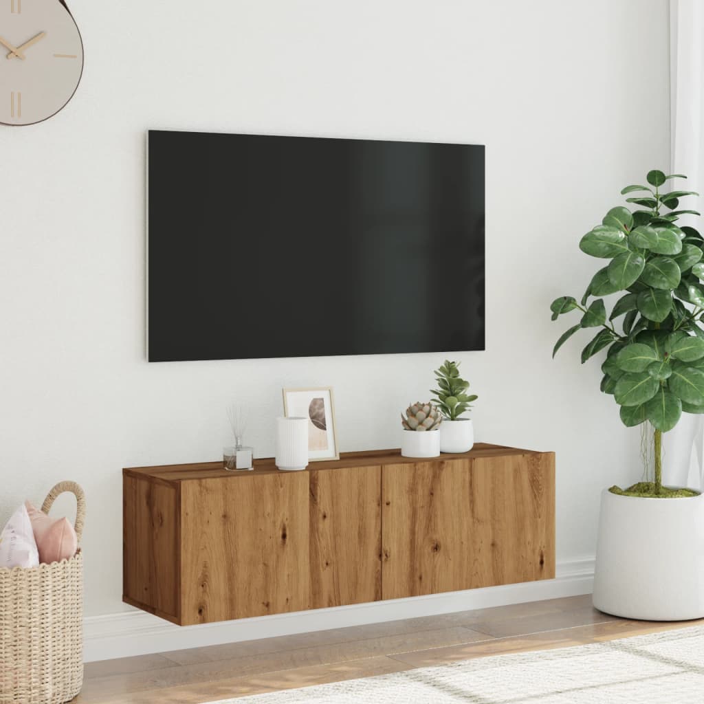 Wall Mounted TV Cabinet Artisan Oak 100x30x30 cm Engineered Wood